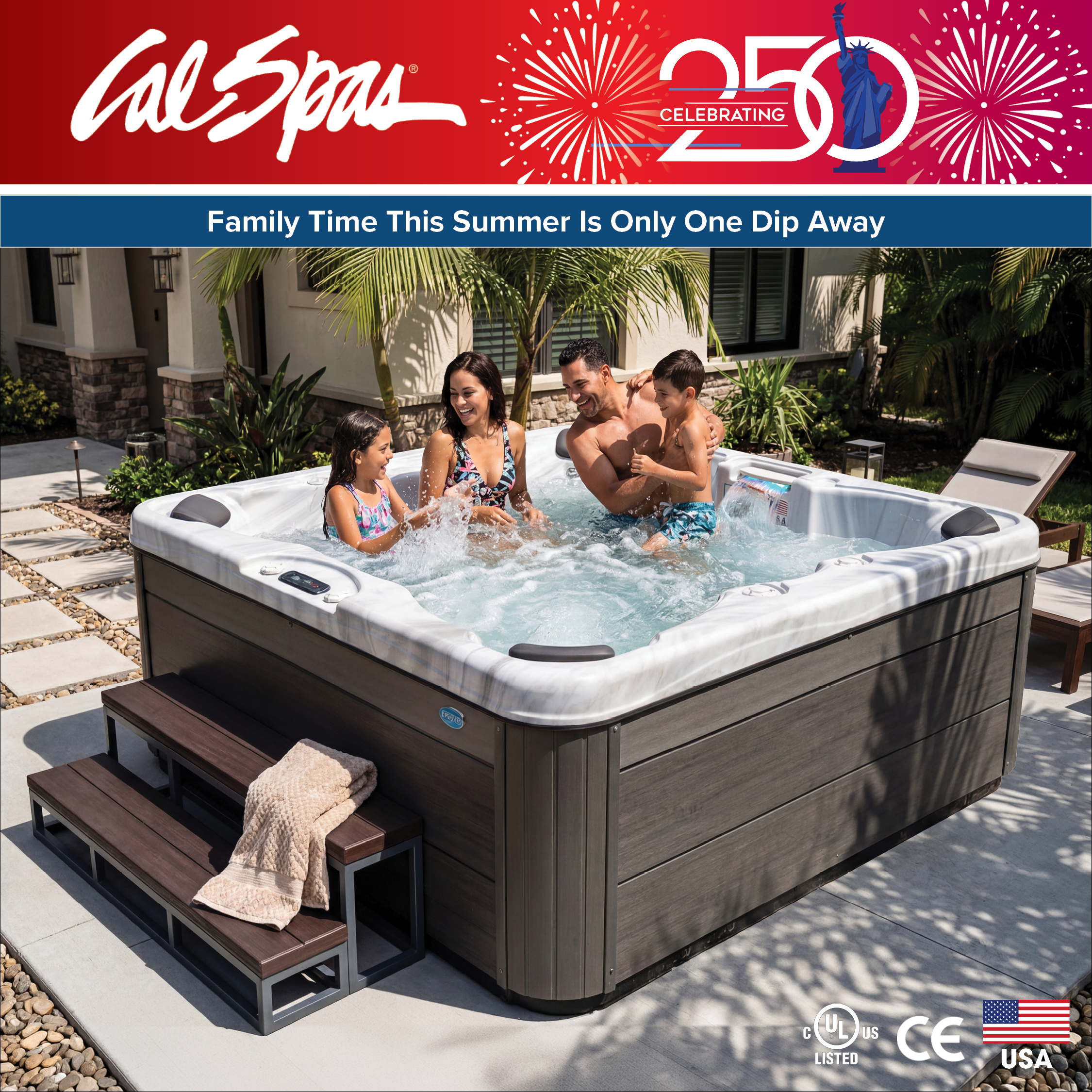 Calspas hot tub being used in a family setting - Brunswick